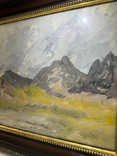 F.E. Nesbitt original signed mountain landscape painting, framed