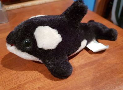 small killer whale stuff toy display