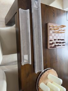 Set of two matching grey shelves