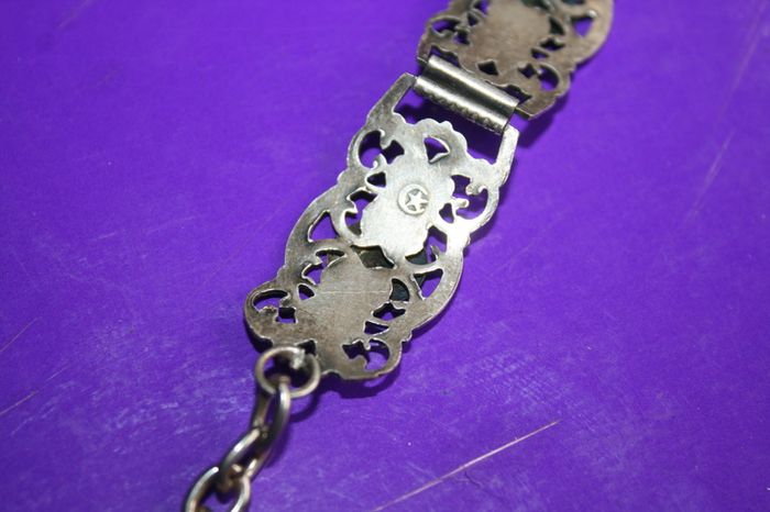 Vintage Turkish Silver Filigrane Depose Paris Souvenir Bracelet 8"