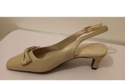 Cefalu ENRO Cream Leather Slingback Shoes EU36 UK3 Bow Kitten Heels BNIB  CAN POST