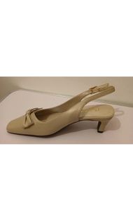 Cefalu ENRO Cream Leather Slingback Shoes EU36 UK3 Bow Kitten Heels BNIB  CAN POST