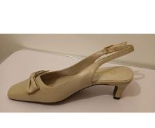 Cefalu ENRO Cream Leather Slingback Shoes EU36 UK3 Bow Kitten Heels BNIB  CAN POST