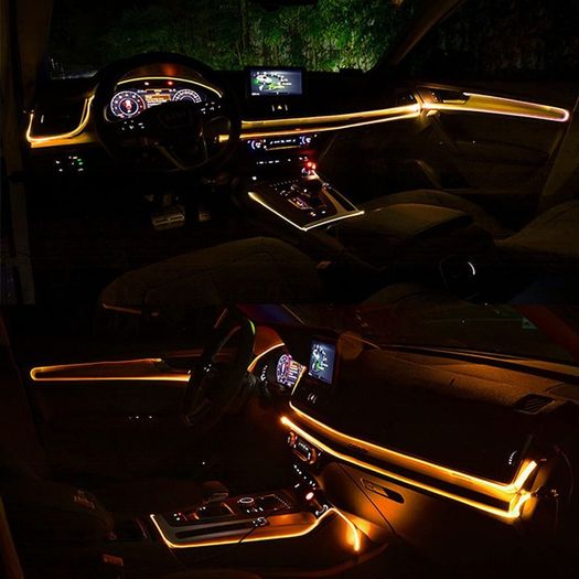 App Smart Phone Control Multi-color RGB LED Car Interior Dash Board Door DIY Atmosphere Lights with 6M Neon Strip Lights