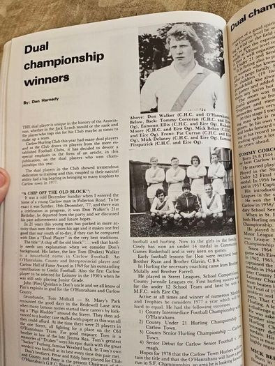 Carlow Hurling Memories. Inne Agus Innui. Vintage 1970s Lare Volum First Edition Paperback In Good Condition.  See Photos For Same.