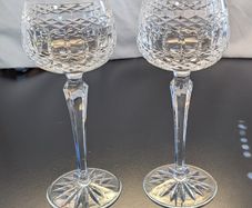 Galway Crystal Castlerosse Hock Wine Glasses Pair 20cm Vintage Irish Crystal