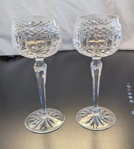 Galway Crystal Castlerosse Hock Wine Glasses Pair 20cm Vintage Irish Crystal
