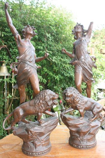 Vintage Collectible Metal Sculptures French Art Deco Sculptures 22"