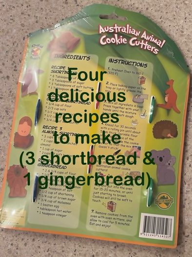 Australian Animal Cookie Cutters with Recipes