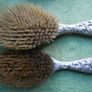 Antique Silver Plated Set Dresser Set Art Nouveau Style Floral Repousse Hair Brush Clothes Brushes  4 Pieces Image 7