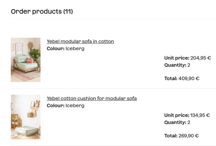 SKLUM Modular Sofa Yebel cotton cushions (6 pieces)
