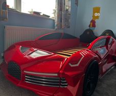Kids Bugatti Chiron Style Race Car Bed  Red