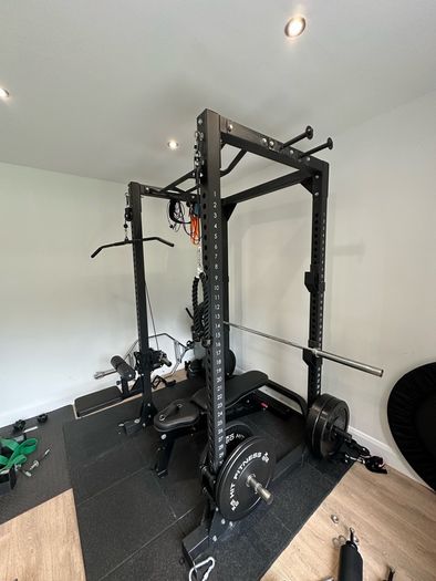 Commercial Power Rack + Jammer Arms + Cable System + Attachments + Flooring