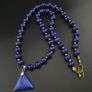 Vintage Lapis Lazuli Beads with Silver Triangle Lapis Pendant Necklace Image 9