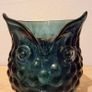 Vintage Hand Blown Glass Owl Shaped Vase. Murano Style, Dark Blue Colour. Image 2