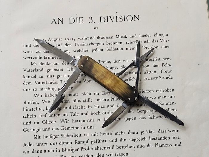 Vintage 1950s Victoria Victorinox Buffalo Horn Executive 74mm Swiss Army Knife Discontinued Collectable