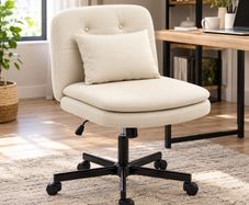Armless Office Chair Faux Leather with Cushion