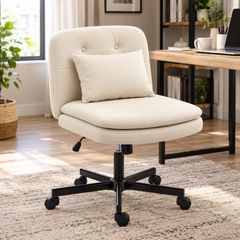 Armless Office Chair Faux Leather with Cushion
