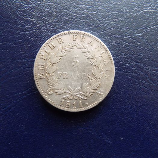 France 1811 A,  Crown.5 Francs.Napoleon Bonaparte.90% Silver.