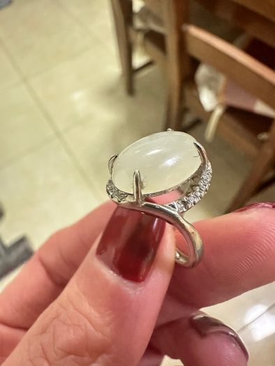 Sterling silver ring with Hetian Jade
