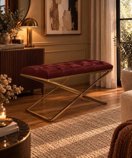 Boucle bench with metal frame 100x40