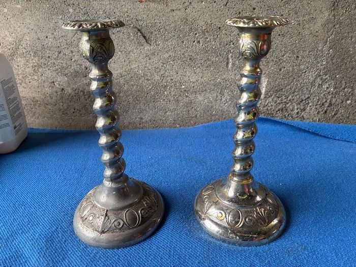 pair of barley twist epns candle sticks