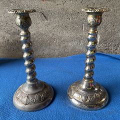 pair of barley twist epns candle sticks