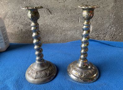 pair of barley twist epns candle sticks