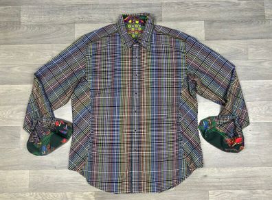 Robert Graham Cotton And Silk Check Shirt Mens XL