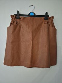 H&M Brown Pleather/ Faux Leather Mini Skirt L