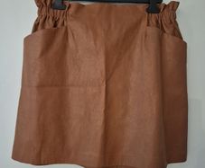 H&M Brown Pleather/ Faux Leather Mini Skirt L