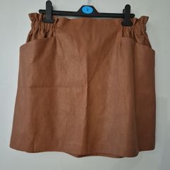H&M Brown Pleather/ Faux Leather Mini Skirt L