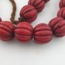 Antique African Red Melon Shape Big Glass Beads Necklace Strand Image 2