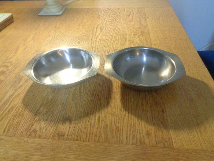 Stainless Steel Soup Dishes x 2 for Sale