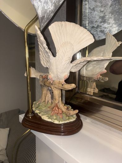 Large vintage double doves table lamp 65cm