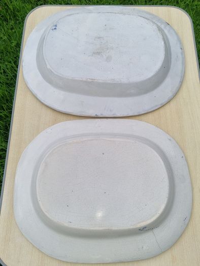 Two large Blue & White Willow Pattern Plates