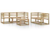 6 Piece Garden Lounge Set Green Impregnated Pinewood