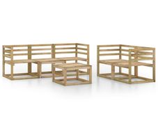 6 Piece Garden Lounge Set Green Impregnated Pinewood