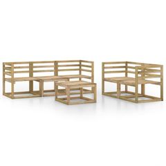 6 Piece Garden Lounge Set Green Impregnated Pinewood