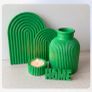 Modern 3D Printed Ribbed Home Decor Set - Minimalist Vase & Planter Image 6