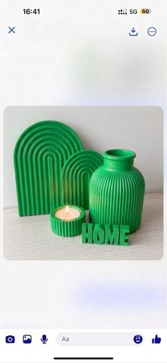 Modern 3D Printed Ribbed Home Decor Set - Minimalist Vase & Planter