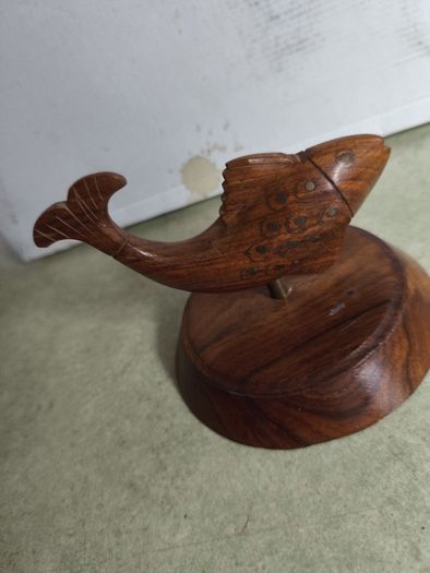 Wooden Fish on wood plinth home decore