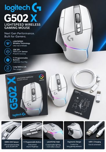 Logitech G502 X Lightspeed Wireless Gaming Mouse Brand New