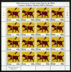 2006 Ireland 30th Anniversary of Irish Guide Dogs for the Blind Commemorative Stamp Sheetlet Plate 1A1A1A1A Mint Never Hinged (MNH).