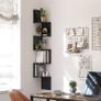 _Corner Shelf, 5 Level Hanging Shelf, Rack Zigzag Design, Bookcase, 20 x 20 x 127.5 cm, Black Image 2