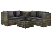 4 Piece Garden Lounge Set with Cushions Poly Rattan Grey