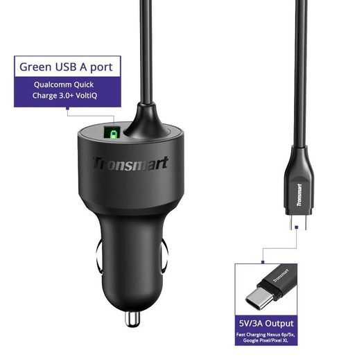 Tronsmart CCTA USB Type-C/Micro USB QC 3.0 Quick Car Charger 3.0 Certified 33W (Brand New/Warranty)