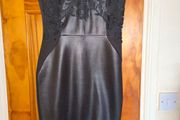 Fab Leather look/lace little black dress size 10
