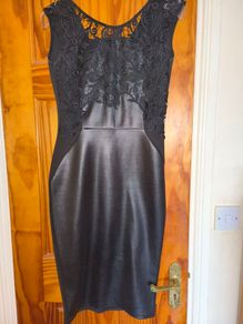 Fab Leather look/lace little black dress size 10