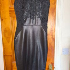 Fab Leather look/lace little black dress size 10
